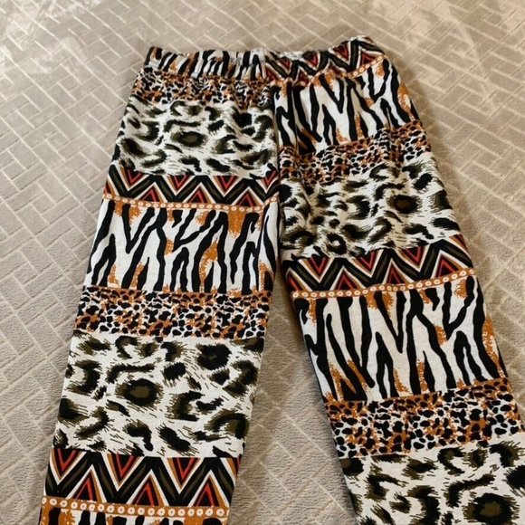 True Rock Womens Small Leggings Cozy Faux Fur Lined Animal Print Pull On Pants - Picture 2 of 11
